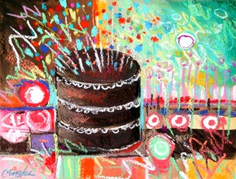 chocolate_birthday-cake__five__abstract_pastel_painting_by_carol_engles